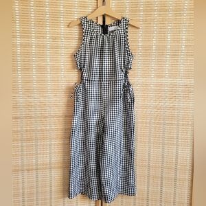ZARA Girls Gingham Black and White Jumpsuit (Age 6)